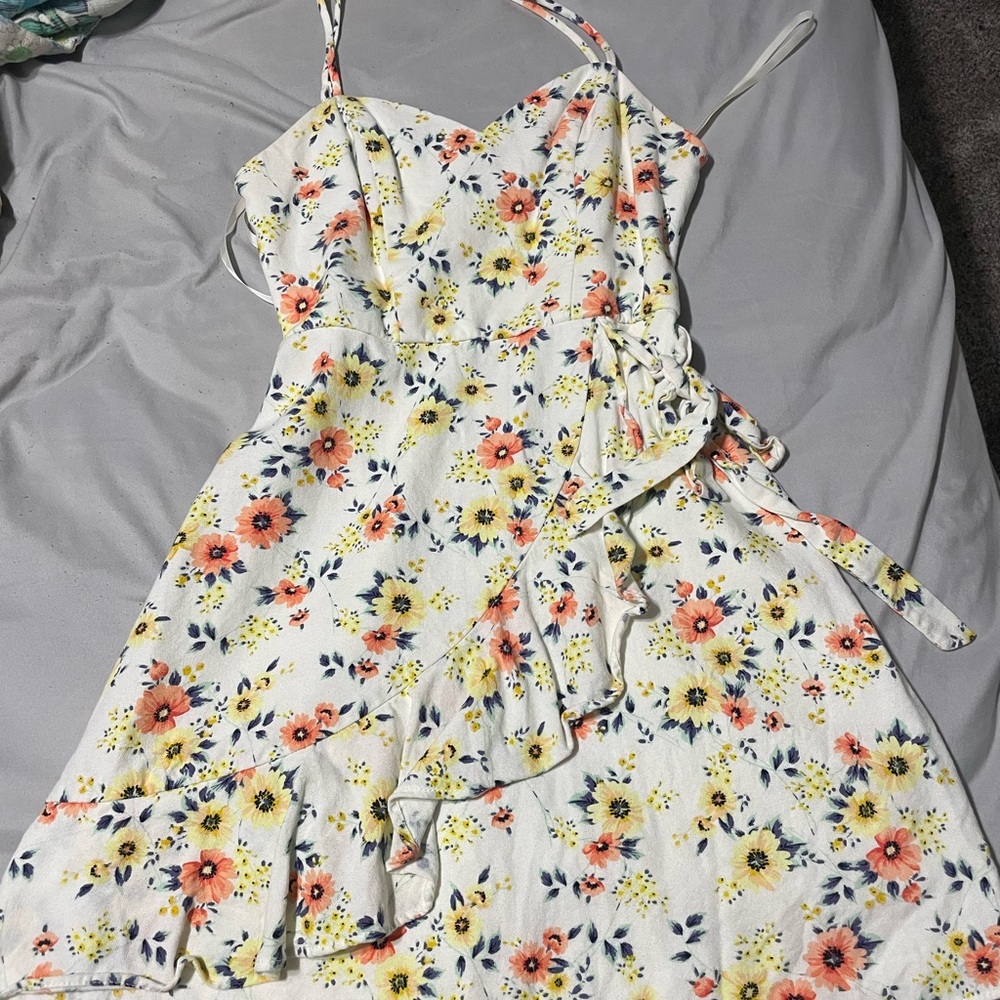 City Triangles Asymmetrical Floral Dress - Yellow, Orange, Blue
